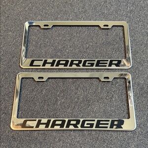 Dodge Charger Chrome Silver Metal License Plate Frames